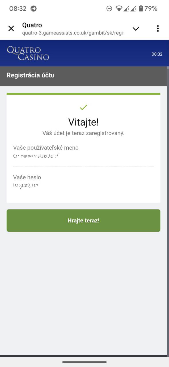 Následne bude váš účet vytvorený a môžete začať hru