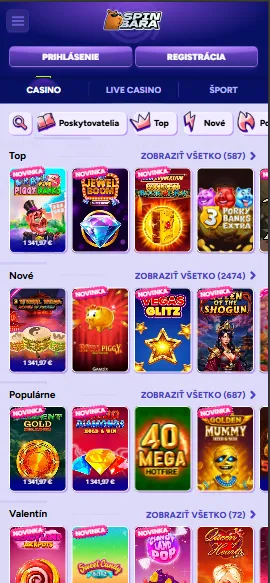 Otvor registračný formulár online casino Spinbara