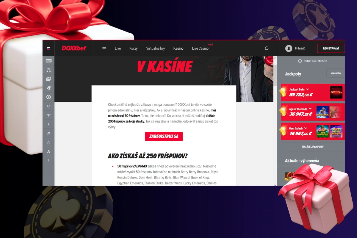 DOXXbet Bonus bez vkladu po registrácii