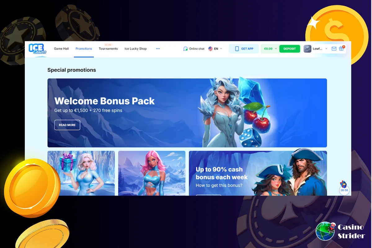 Ice Casino minimálny vklad 10 eur