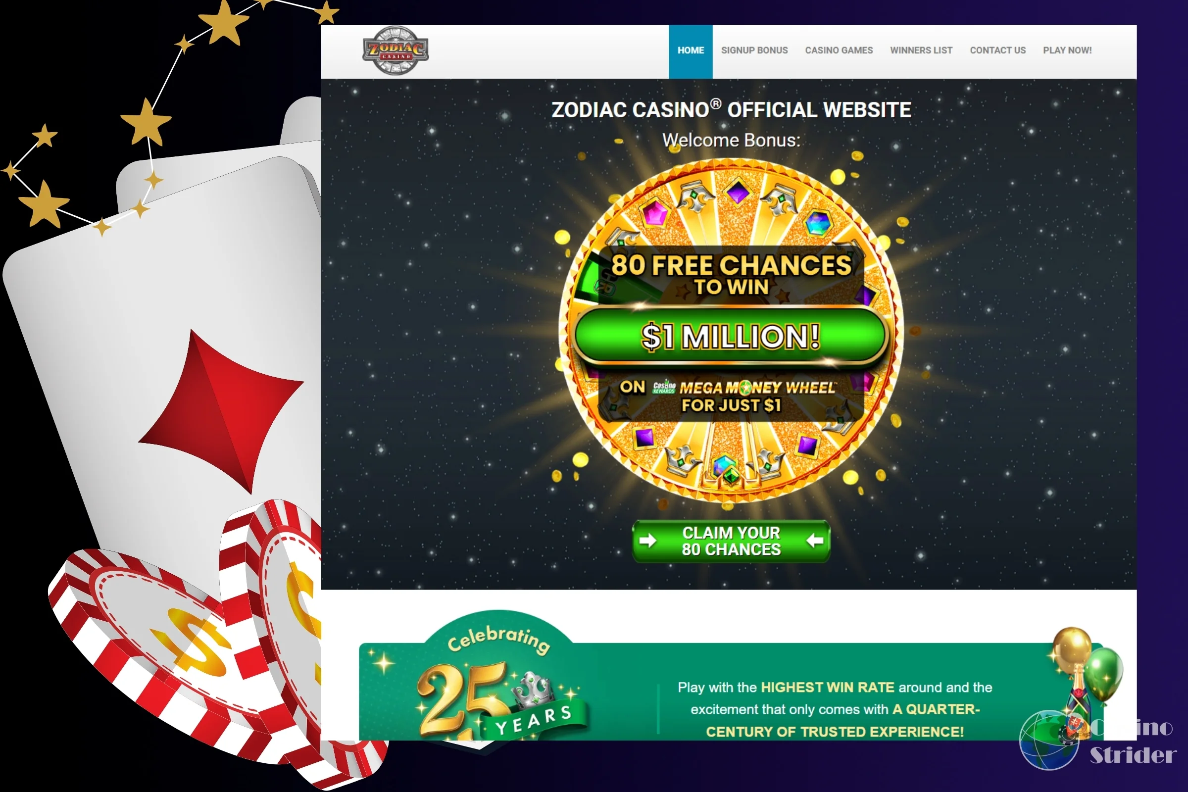 Vklad v kasíne Zodiac 20 eur