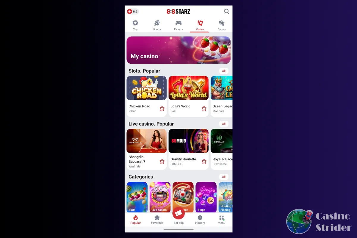 aplikácia 888starz casino